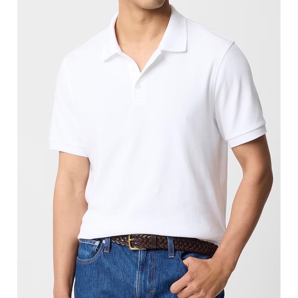 J Crew Factory Mens White Pique Short Sleeve Polo Shirt CF933 XS